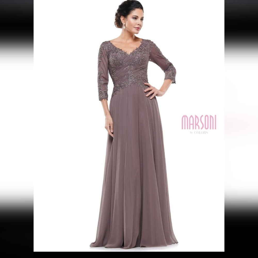 Marsoni Chic Long Sleeve Lace Dress in Brown Very Pretty Dress